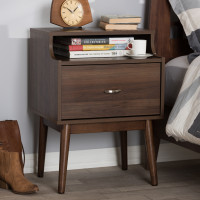 Baxton Studio ST 3748-00-Brown-NS Disa Mid-Century Modern Walnut Brown Finished Nightstand